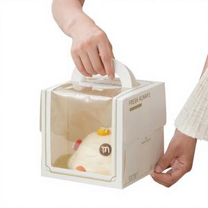 Caja de Pastel de Cumpleaños Personalizada, Caja de Embalaje de Pastel Redonda con Ventana y Asa, de <span class=keywords><strong>Cart</strong></span>ón de Grado Alimenticio - Product Image 5