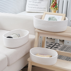 Taille personnalisée, panier de rangement simple tissé en corde de coton, organisateur pliable pour le ménage, les jouets pour enfants, les vêtements de bébé - Product Image 4