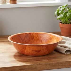 Saladiers vintage en bois d'acacia légers, écologiques, naturels, haut de gamme, faits à la main, polis, compatibles lave-vaisselle, pour la maison et les fêtes BS - Product Image 1