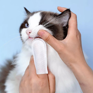 Guante de limpieza dental para mascotas de tela no tejida, para el cuidado de los dientes y la eliminación de sarro, para la higiene bucal de perros y gatos, toallitas húmedas para limpieza de oídos, cepillo de dedo para dientes. - Product Image 1