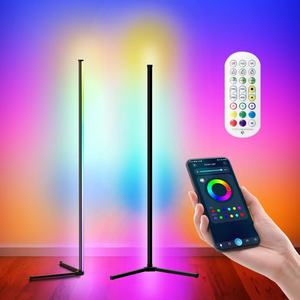 İskandinav Modern Smartphone App veya uzaktan köşe lamba 142cm oturma odası ayakta RGB ışık yayan diyot zemin lambası - Product Image 2