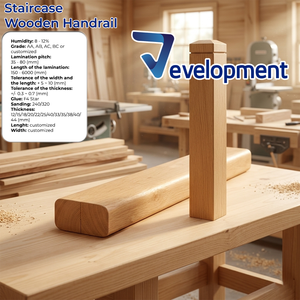 Durable Rubber Wood Handrails F4S <b>Glue</b> Solid Wood Staircase Rails for Residential & Commercial Building <b>Materials</b> - Eco Friendly - Product Image 2