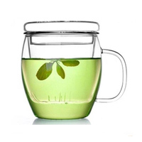 Ensemble de tasses à thé en verre borosilicate résistant à la chaleur, écologiques, modernes et luxueuses, faites à la main, 17 oz (450 ml), avec infuseur et couvercle pour le thé et le café