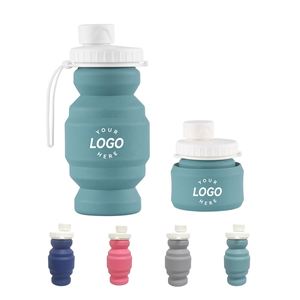 ขวดน้ำซิลิโคนพับได้แบบกำหนดเองพร้อมโลโก้เฉพาะ แก้วกาแฟพับได้พร้อมฝาและหลอด - Product Image 1