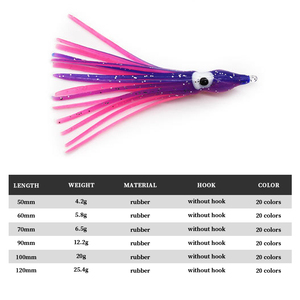 Prezzo di Fabbrica Esche Morbide da 4,2g 5,8g 6,5g 12,2g 20g in 20 Colori, Gonnellino in Gomma a Calamaro, Gonnellini Luminosi in Silicone a Calamaro per la Pesca Notturna - Product Image 2