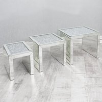 Nouvel arrivage haut de gamme diamant écrasé cristal argent salon entrée TV café tables de nuit décor nid miroir Table d'appoint