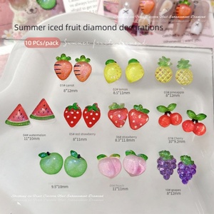 Pineapple Grape Green Apple Lemon Peach Watermelon Cherry Strawberry Resin Nail Rhinestone Stickers Fruit Ornament Nail Art Wear - Product Image 1