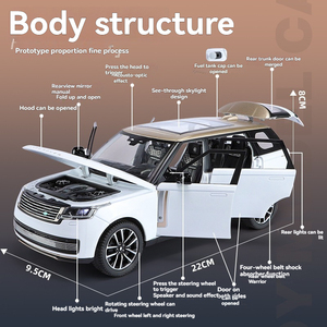 Genuine license Diecast 1:24 Alloy Model <strong>range</strong> <strong>rover</strong> SV Sound and Light Pullback Door Open Metal Car Model display <strong>toy</strong> model - Product Image 3