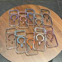 Funda Magnética Transparente de Lujo Antiamarilleo para iPhone 18 Pro Max 17 Air 16 15 14 13 12 con Borde Colorido y Protección Contra Impactos