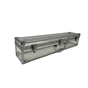 Clear Acrylic Train Case With Claps Custom Lockable Scepter Box Travelling Carrying Case For Pageant Scepter And Festival Wand