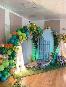 Kit d'<span class=keywords><strong>arche</strong></span> de ballons personnalisée sur le thème des dinosaures avec bannière Dino & Joyeux Anniversaire, ballons jungle pour garçons, anniversaire sur le thème du safari - Product Image 3