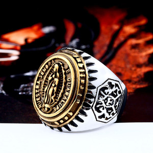 Anillo de acero SS8-281R Amiable de la Virgen María, joyería de la suerte - Product Image 3