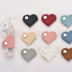 Reusable Heart Cable Keeper Soft Leather Cord Organizer Multi-color Cable <b>Wrap</b> for Charging Cable - Product Image 3