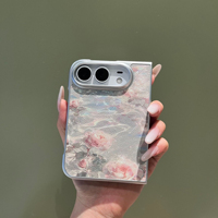 Coque de téléphone Ins Wind Oil Painting Floral pour iPhone Duo Fold Smartphone, étui à rabat en peau d'agneau souple anti-rayures et antichoc