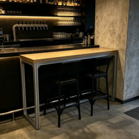 Table haute de bar étroite en bois pour comptoir, usage commercial, pour café et restaurant
