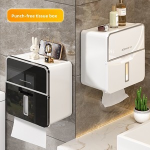 Porte-papier toilette de luxe haut de gamme, imperméable, multifonctionnel, double couche, sans perçage, pour salle de bain - Product Image 2