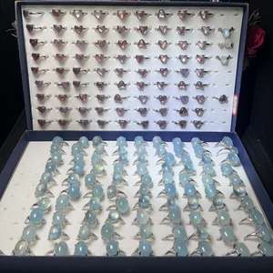 Anello con <span class=keywords><strong>Lepidolite</strong></span> e Pietre Preziose Naturali, Anelli di Acquamarina di Alta Qualità con Pietre Curative per Idea Regalo - Product Image 1