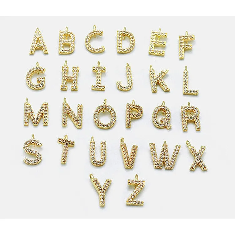 Latón chapado en oro alfabeto inicial encanto colgantes encanto letras para la fabricación de joyas
