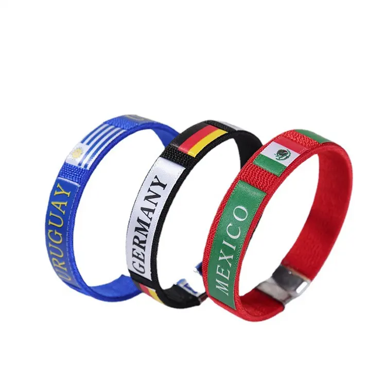 Moda bandeira nacional pulseiras pulseiras logotipo personalizado homens futebol esportes pulseiras
