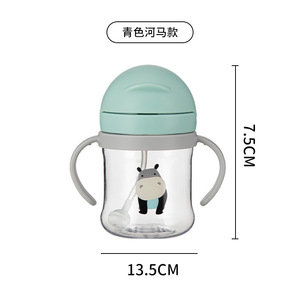 Taza de pajita para beber para niños, botella de agua con <span class=keywords><strong>mango</strong></span> de bebé antiasfixia y sin fugas, tazas de aprendizaje para beber para niños pequeños - Product Image 5