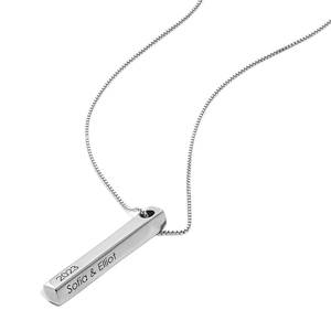 Personalized Customized 3D Long <strong>Bar</strong> Engraved Stainless <strong>Steel</strong> European American Popular DIY Pendant Bamboo Necklace Dropshipping - Product Image 3