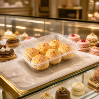 Boîte à choux au crème en PET transparent avec couvercle à charnière pour 6 choux au crème, contenant à pâtisserie jetable de qualité alimentaire, vente en gros, OEM personnalisé