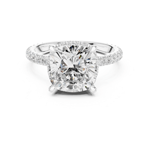 Premium Halo <b>Solitaire</b> 4.25 Carat Cushion Cut Synthetic Diamond Engagement <b>Ring</b> 925 Sterling <b>Silver</b> IGI Certified Wedding Party - Product Image 3