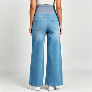 Jeans de maternité modernes pour femmes, coupe large, extensibles, en denim, style décontracté pour tous les jours - Product Image 2