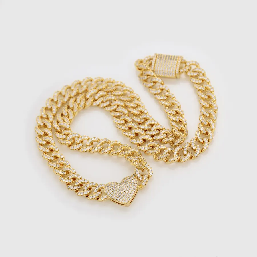 X000836709 Xuping ready to ship fashion gold plated statement iced out cuban link necklaces large men necklace chain
