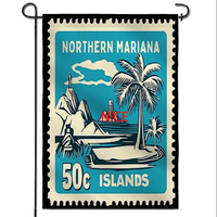 Drapeau de jardin personnalisé imprimé Saipan en polyester, bannière suspendue pour ornement de porche de cabane et aménagement d'exposition culturelle régionale