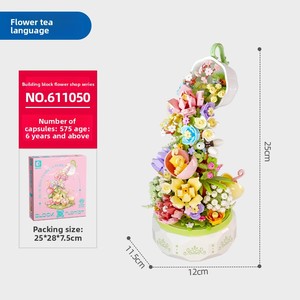 611050 Boîte à musique en plastique ABS, thème Fleur et Thé, jouet de construction, cadeau Saint-Valentin, unisexe, assemblage de puzzle - Product Image 6