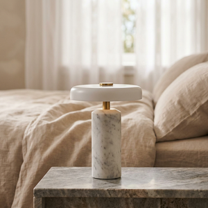 Lámpara de Mesa Creativa Estilo Mármol Nórdico con Interruptor de Luz Flexible y Pantalla de Cúpula para Decoración del Hogar, Estudio, Sala de Estar y Dormitorio - Product Image 1