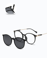 Nouvelles lunettes de soleil polarisées magnétiques pour femmes, monture ronde TR90, 5 en 1, avec clips interchangeables.