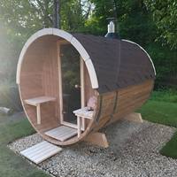 Sauna Barel Luar Ruangan Modern, Ruang Sauna Uap Tradisional Finlandia dari Kayu Cedar Merah untuk Vila Resort, Produsen OEM