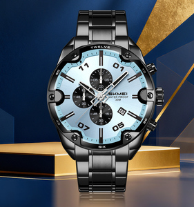 Nuovo Orologio Argento e Nero, Personalizzabile con Logo, Marchio Proprio, Impermeabile 9387, Orologio da Polso di Lusso per Uomo - Product Image 1