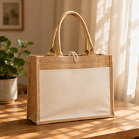 Sac fourre-tout en toile de jute, en coton laminé, réutilisable, écologique, avec logo personnalisé imprimé, pour les courses, la plage, vente en gros