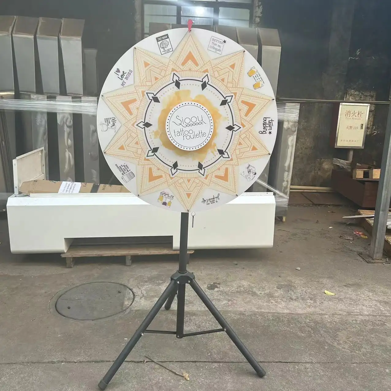 Prize Wheel with Folding Tripod Floor Stand Height Adjustable for Trade Show and Spin Game