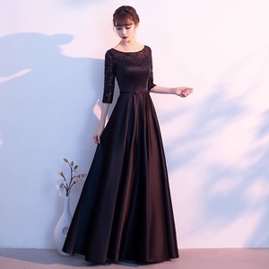 Elegant <b>A</b>-<b>Line</b> Evening <b>Dress</b> With 3D <b>Patterns</b> Empire Waist Scoop Neck Long Sleeve For Choir Performance And Events - Product Image 3