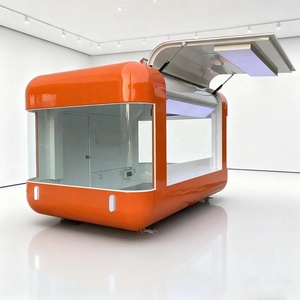 รถขายอาหารเคลื่อนที่แบบโมเดิร์น งานโลหะสั่งทำพิเศษ สีส้ม กระจกพาโนรามา ตู้ขายอาหารเคลื่อนที่เชิงพาณิชย์ รถเข็นขายขนมและกาแฟ - Product Image 2