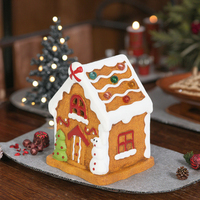 Mini maison de Noël lumineuse à LED 5,9x5,5x7cm, fonctionnant sur piles, figurine de maison à lumière blanche pour la décoration des fêtes