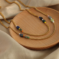 Collier en pierre naturelle, acier titane plaqué or, fait main, ethnique, bohème, vintage, bijoux légers de luxe pour femmes, vente en gros