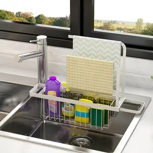 卸売 食器洗い皿ラック-キッチン収納シンク皿乾燥ラックの上に拡張可能ハンギング食器洗い布収納ホルダー