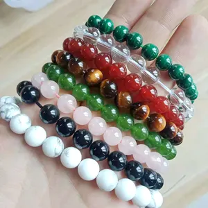 Wholesale 8mm Beads Crystal Chakra Bracelet Custom Gemstone Bracelet