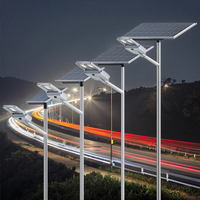 Lampadaire solaire LED extérieur haute puissance 100W 120W avec panneau solaire séparé et poteau