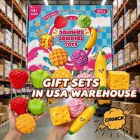 Ensemble de jouets sensoriels croquants et moelleux aux saveurs de fraise, banane, fromage, fruits et aliments, en provenance de notre entrepôt aux États-Unis, idéal pour les cadeaux et les fêtes.