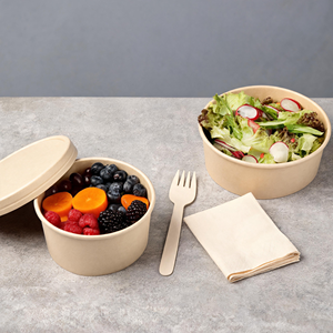 Recipiente de Papel Kraft Biodegradable Desechable a Prueba de Fugas para Alimentos, Tazón de Papel para Ensaladas, para Preparación de Comidas, Dieta Saludable, Comida para Llevar - Product Image 1