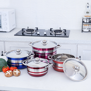 Nuovo arrivo Momo piroscafo gadget da cucina padelle in acciaio rosa Set di pentole per zuppa doppio manico in acciaio inossidabile fornello a induzione - Product Image 2