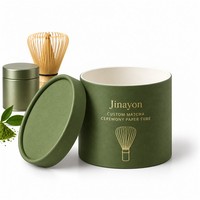 Emballage en tube de papier personnalisé pour cérémonie du matcha avec noyau en carton blanc, impression CMYK, dorure et vernis UV brillant