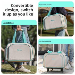 Sac de transport pliable grande capacité léger et portable pour chat et <span class=keywords><strong>petit</strong></span> chien, design valise-chariot à 2 roues, à porter à la main ou en bandoulière - Product Image 6