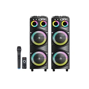 Dual 10 Inch OEM Factory Price High Power 80W Wireless Speaker Portable Amplifier RGB Light Party Speaker